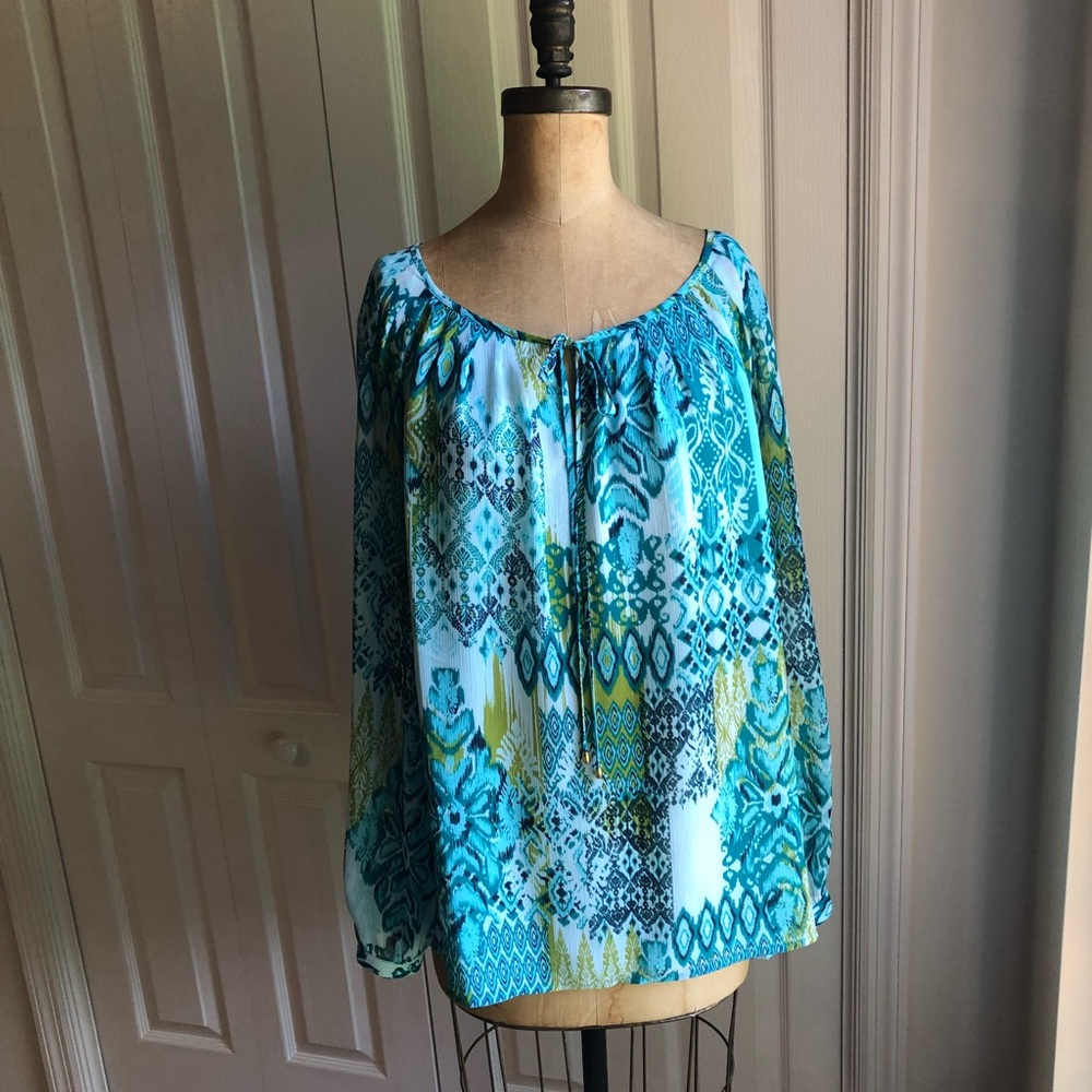Jones New York Blue Patterned Blouse